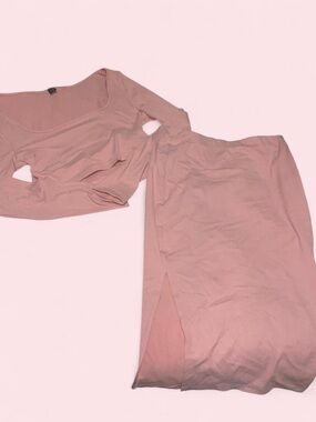 SHEIN Pink Ribbed Scoop Neck Crop Top